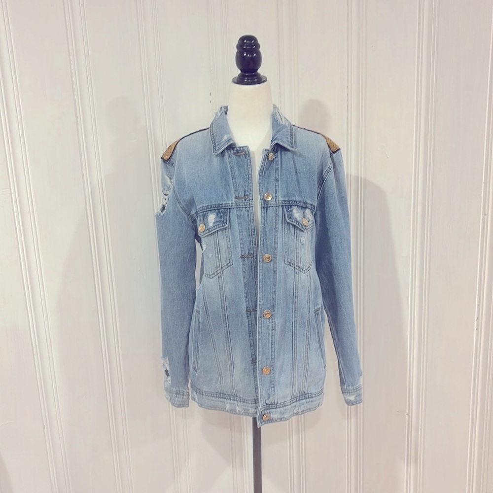 ONLY Great oversized sequin jean jacket - Picture 2 of 4